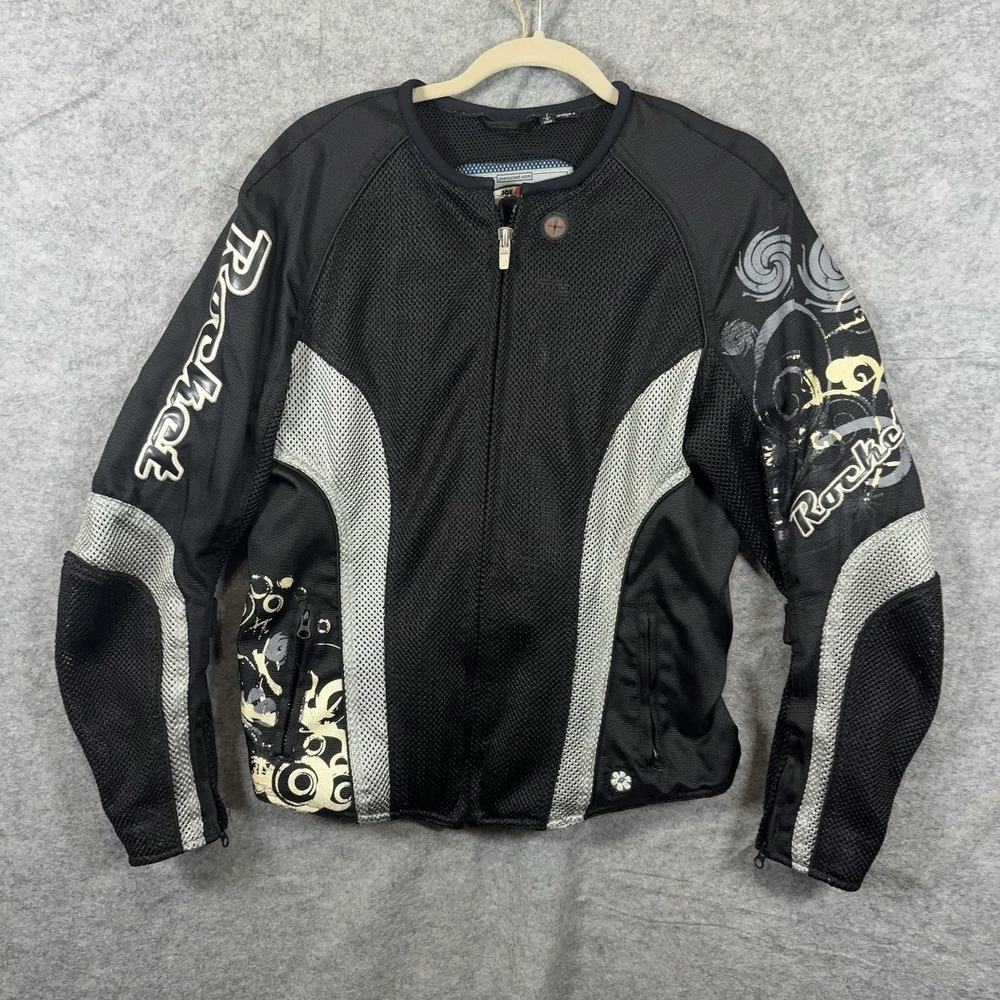 Joe Rocket Motorcycle Jacket Womens Sz L Black Swirls Armored Biker Riding